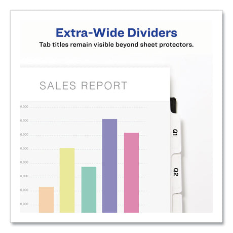 Print and Apply Index Maker Clear Label Dividers, Extra Wide Tab, 5-Tab, White Tabs, 11.25 x 9.25, White, 5 Sets