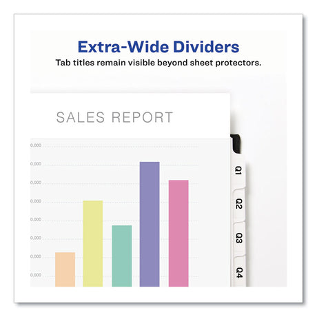 Print and Apply Index Maker Clear Label Dividers, Extra Wide Tabs, 8-Tab, 11.25 x 9.25, White, 5 Sets