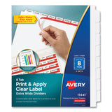 Print and Apply Index Maker Clear Label Dividers, Extra Wide Tabs, 8-Tab, 11.25 x 9.25, White, 5 Sets