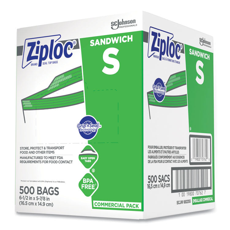 Resealable Sandwich Bags, 6.5" x 6", Clear, 500/Box