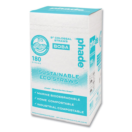 Marine Biodegradable Straws, Boba Straws, 9 , Ocean Blue, 720/Carton