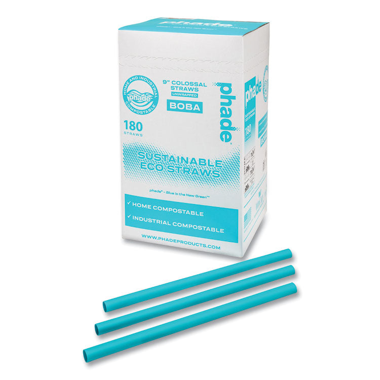 Marine Biodegradable Straws, Boba Straws, 9 , Ocean Blue, 720/Carton