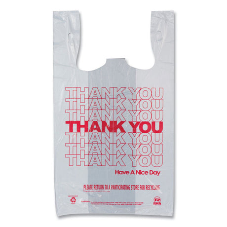 Thank You Bags, Thank You - Have a Nice Day Labeling, Cut-Out Handles, 11.5  x 20  x 20 , White/Red, 775/Carton