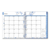 Lindley Monthly Planner, Floral Artwork, 10 x 8, White/Blue/Green Cover, 12-Month (Jan to Dec): 2025