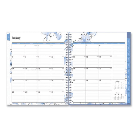 Lindley Monthly Planner, Floral Artwork, 10 x 8, White/Blue/Green Cover, 12-Month (Jan to Dec): 2025