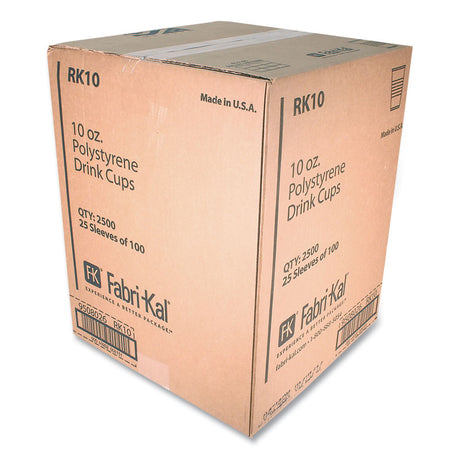 RK Ribbed Cold Drink Cups, 10 oz, Clear, 100/Sleeve, 25 Sleeves/Carton