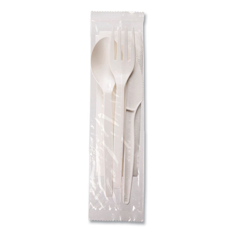 EcoSense Renewable PSM Wrapped Cutlery Kit, White, 250/Carton