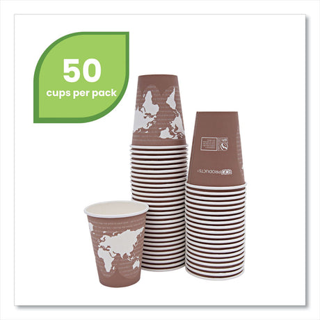 World Art Renewable and Compostable Hot Cups, 8 oz, Plum, 50/Pack