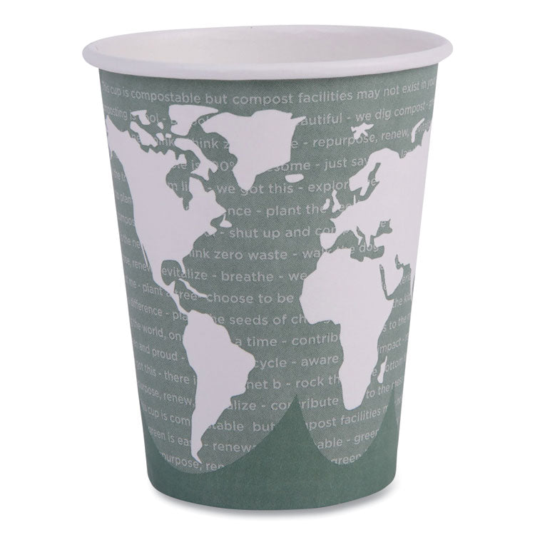 World Art Renewable and Compostable Hot Cups, 12 oz, Gray, 50/Pack