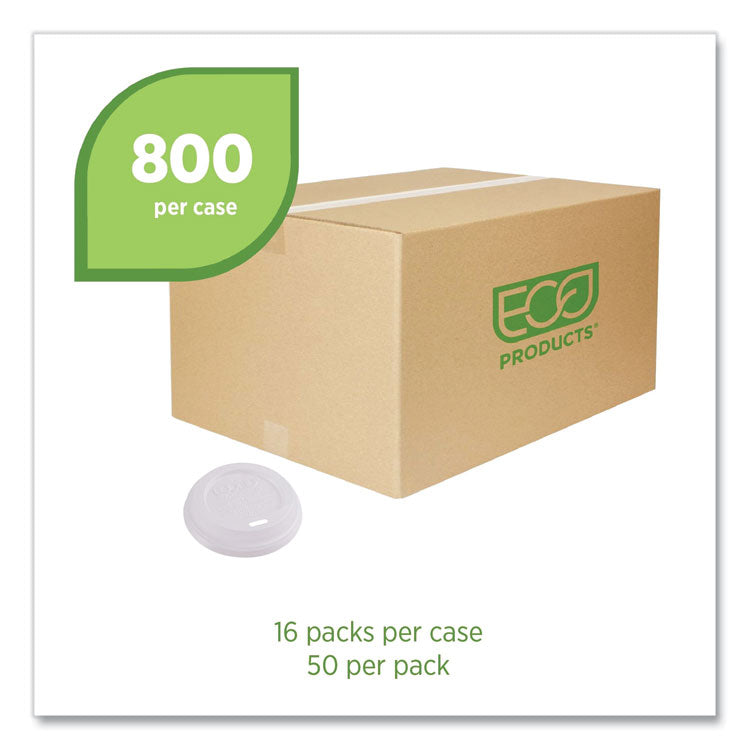 EcoLid Renewable/Compostable Hot Cup Lids, PLA, Fits 8 oz Hot Cups, 50/Packs, 16 Packs/Carton