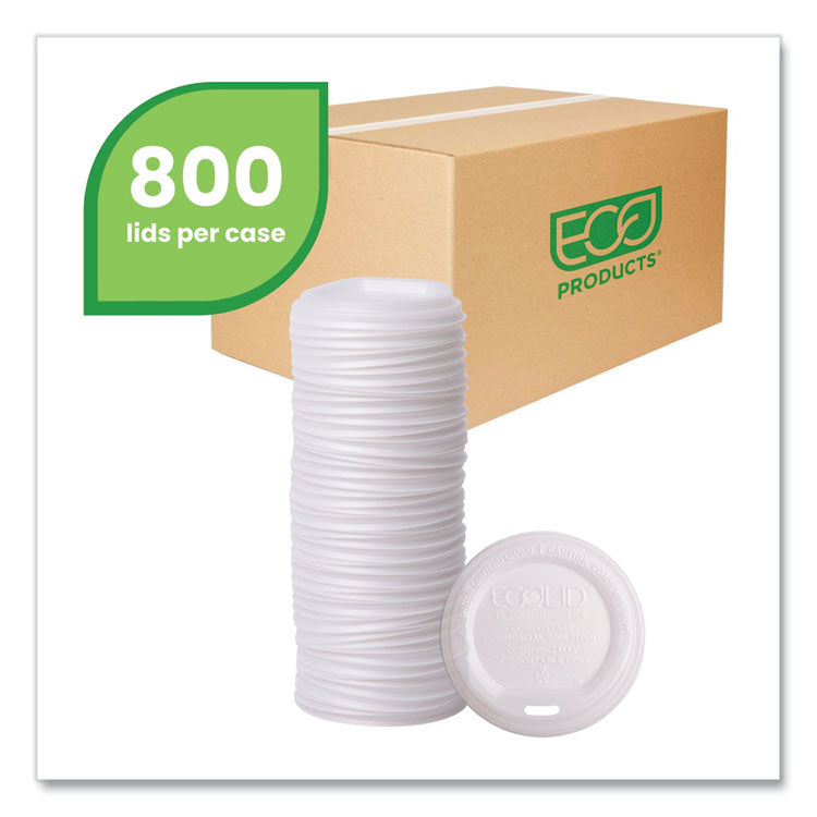 EcoLid Renewable/Compostable Hot Cup Lid, PLA, Fits 10 oz to 20 oz Hot Cups, 50/Pack, 16 Packs/Carton