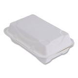 Vanguard Renewable and Compostable Sugarcane Clamshells, 1-Compartment, 9 x 6 x 3, White, 250/Carton