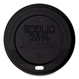 EcoLid 25% Recycled Content Hot Cup Lid, Black, Fits 10 oz to 20 oz Cups, 100/Pack, 10 Packs/Carton