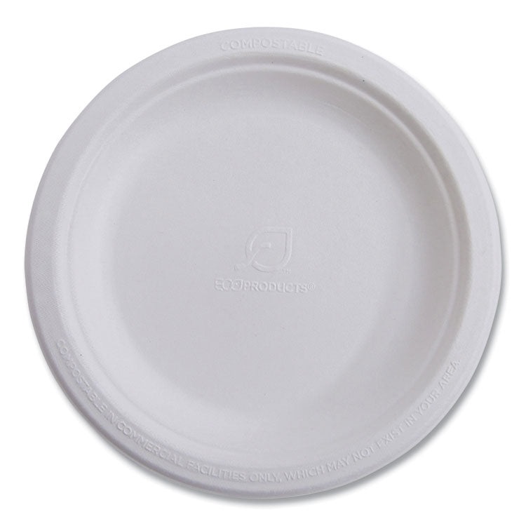 Vanguard Renewable and Compostable Sugarcane Plates, 10  dia, White, 500/Carton