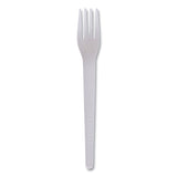 Plantware Compostable Cutlery, Fork, 6 , White, 1,000/Carton