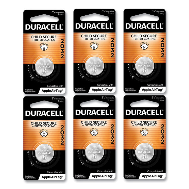 Lithium Coin Batteries With Bitterant, 2032, 6/Box
