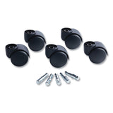 Deluxe Futura Casters, Flush Mount, Grip Ring Type B and Type K Stems, 2.19  Hard Nylon Wheel, Matte Black, 5/Set