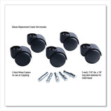 Deluxe Futura Casters, Flush Mount, Grip Ring Type B and Type K Stems, 2.19  Hard Nylon Wheel, Matte Black, 5/Set