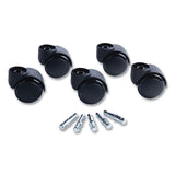 Deluxe Futura Casters, Flush Mount, Grip Ring Type B and Type K Stems, 2.19  Soft Polyurethane Wheel, Matte Black, 5/Set