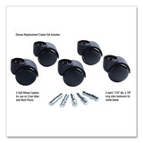 Deluxe Futura Casters, Flush Mount, Grip Ring Type B and Type K Stems, 2.19  Soft Polyurethane Wheel, Matte Black, 5/Set