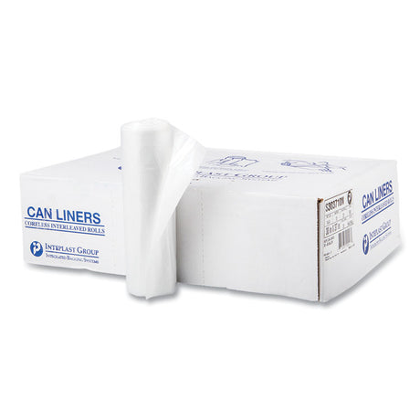 High-Density Commercial Can Liners, 30 gal, 10 mic, 30  x 37 , Clear, Interleaved Roll, 25 Bags/Roll, 20 Rolls/Carton