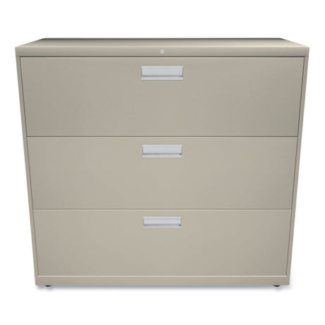 Brigade 600 Series Lateral File, 3 Legal/Letter-Size File Drawers, Putty, 42" x 18" x 39.13"