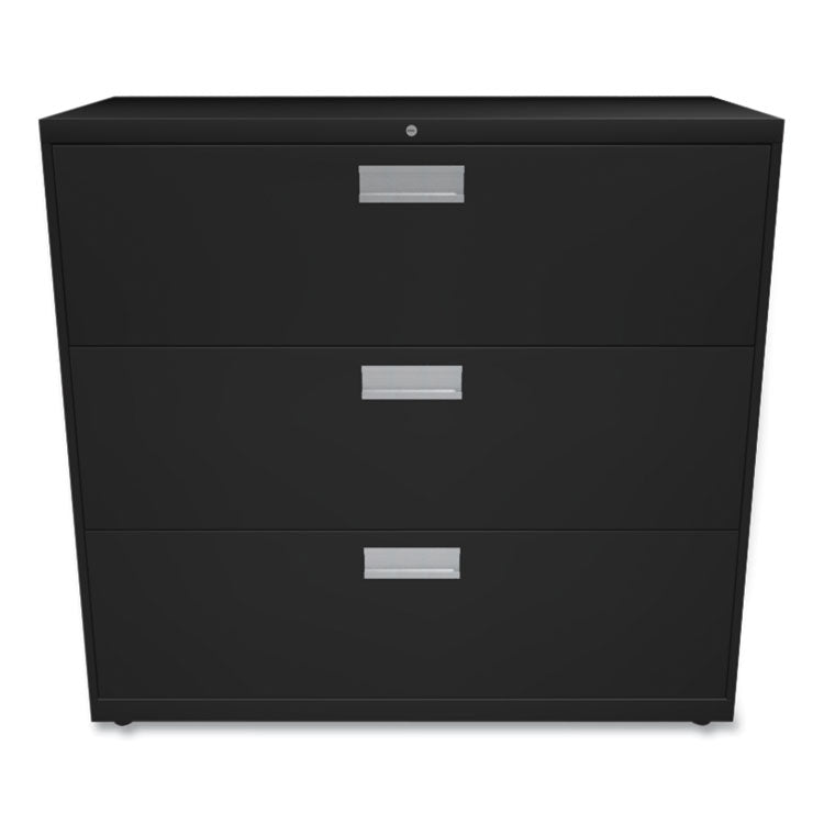 Brigade 600 Series Lateral File, 3 Legal/Letter-Size File Drawers, Black, 42" x 18" x 39.13"