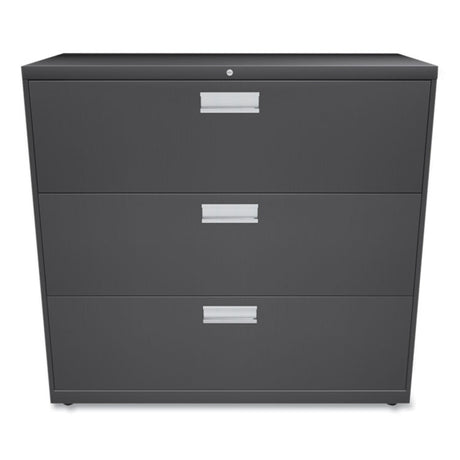 Brigade 600 Series Lateral File, 3 Legal/Letter-Size File Drawers, Charcoal, 42" x 18" x 39.13"