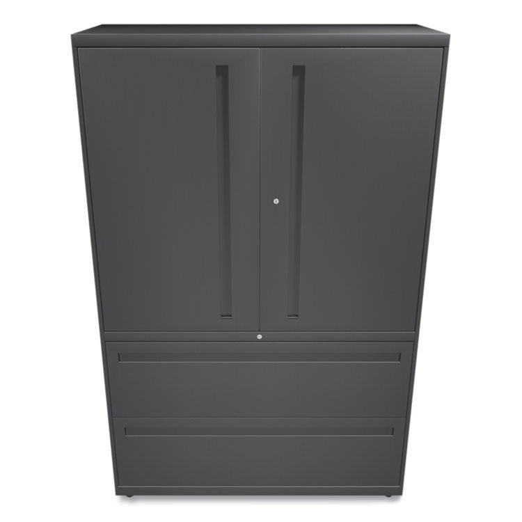 Brigade 700 Series Lateral File, Three-Shelf Enclosed Storage, 2 Legal/Letter-Size File Drawers, Charcoal, 42" x 18" x 64.25"