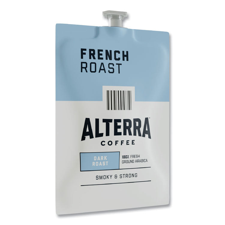 Alterra French Roast Coffee Freshpack, French Roast, 0.32 oz Pouch, 100/Carton