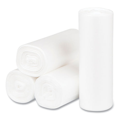 High-Density Commercial Can Liners, 4 gal, 6 mic, 17  x 18 , Clear, Perforated Roll, 50 Bags/Roll, 40 Rolls/Carton