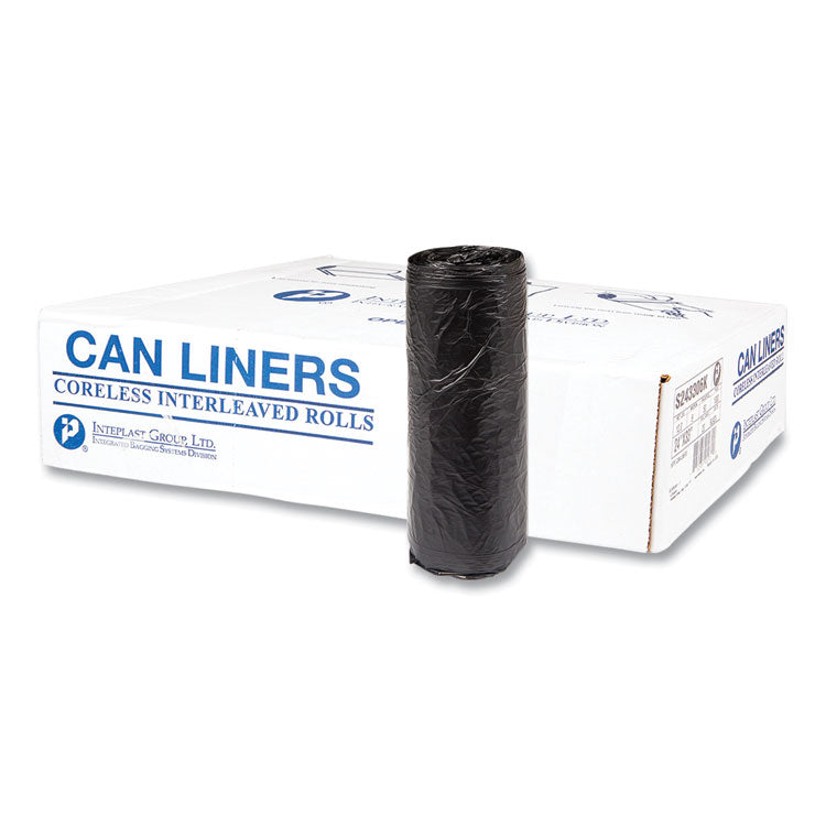 High-Density Commercial Can Liners, 16 gal, 6 mic, 24  x 33 , Black, Interleaved Roll, 50 Bags/Roll, 20 Rolls/Carton