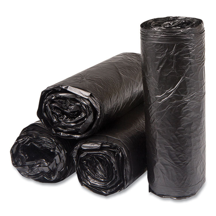 High-Density Commercial Can Liners, 16 gal, 6 mic, 24  x 33 , Black, Interleaved Roll, 50 Bags/Roll, 20 Rolls/Carton