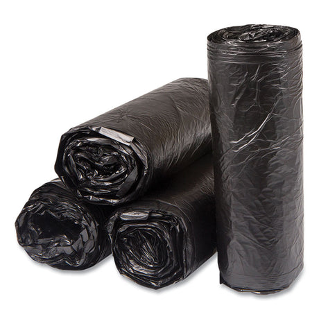 High-Density Commercial Can Liners, 16 gal, 6 mic, 24  x 33 , Black, Interleaved Roll, 50 Bags/Roll, 20 Rolls/Carton