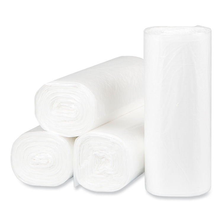 High-Density Commercial Can Liners, 16 gal, 8 mic, 24  x 33 , Natural, Interleaved Roll, 50 Bags/Roll, 20 Rolls/Carton