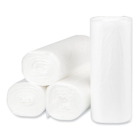 High-Density Commercial Can Liners, 16 gal, 8 mic, 24  x 33 , Natural, Interleaved Roll, 50 Bags/Roll, 20 Rolls/Carton