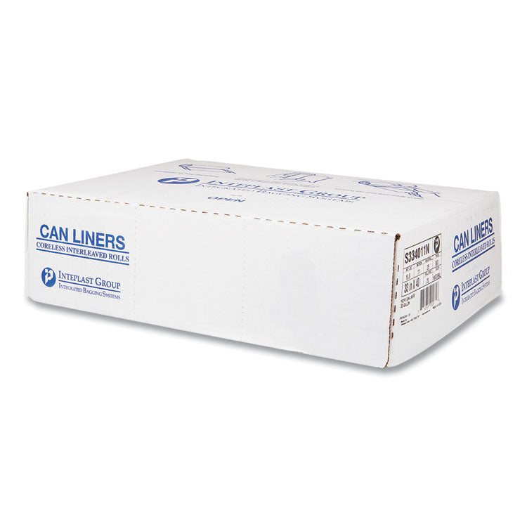 High-Density Commercial Can Liners, 33 gal, 11 mic, 33  x 40 , Clear, Interleaved Roll, 25 Bags/Roll, 20 Rolls/Carton