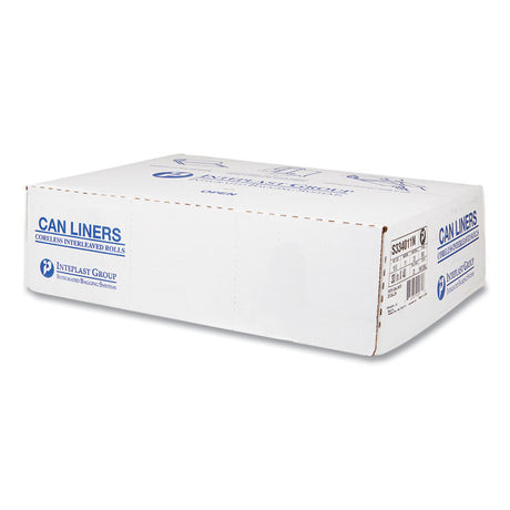 High-Density Commercial Can Liners, 33 gal, 11 mic, 33  x 40 , Clear, Interleaved Roll, 25 Bags/Roll, 20 Rolls/Carton