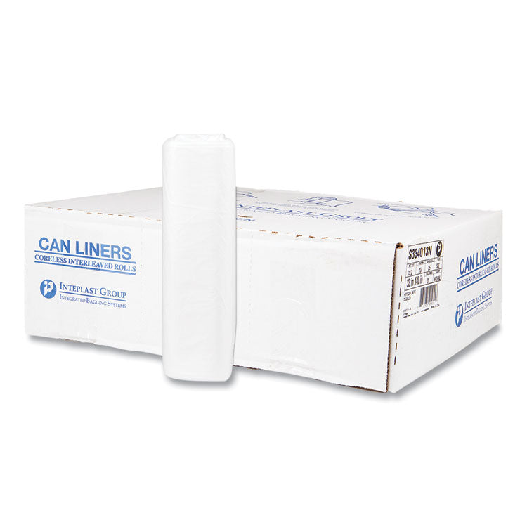 High-Density Commercial Can Liners, 33 gal, 13 mic, 33  x 40 , Clear, Interleaved Roll, 25 Bags/Roll, 20 Rolls/Carton