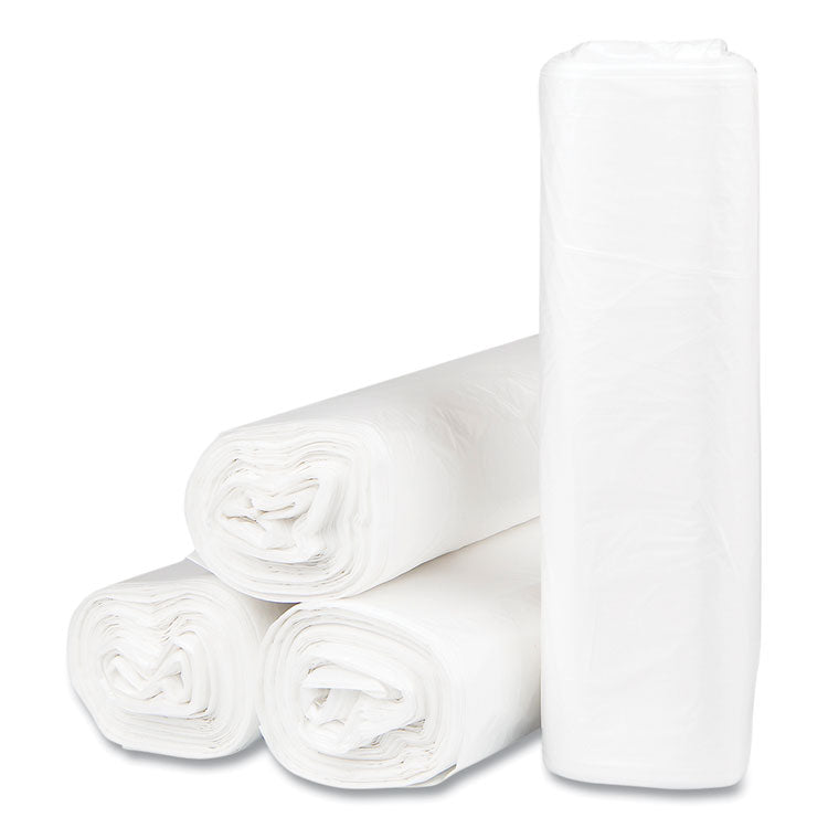 High-Density Commercial Can Liners, 33 gal, 13 mic, 33  x 40 , Clear, Interleaved Roll, 25 Bags/Roll, 20 Rolls/Carton