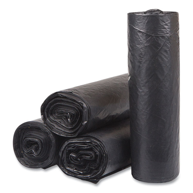 High-Density Commercial Can Liners, 33 gal, 16 mic, 33  x 40 , Black, Interleaved Roll, 25 Bags/Roll, 10 Rolls/Carton