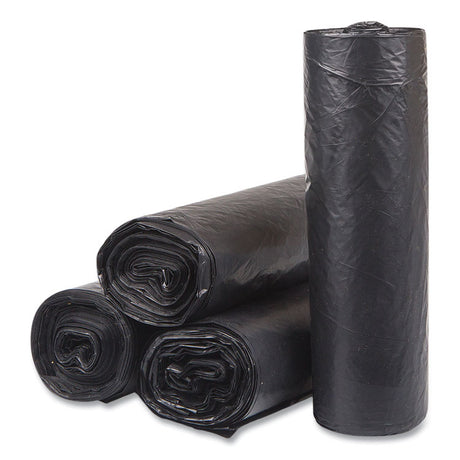 High-Density Commercial Can Liners, 33 gal, 16 mic, 33  x 40 , Black, Interleaved Roll, 25 Bags/Roll, 10 Rolls/Carton
