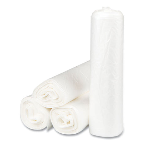 High-Density Commercial Can Liners, 33 gal, 17 mic, 33  x 40 , Clear, Interleaved Roll, 25 Bags/Roll, 10 Rolls/Carton