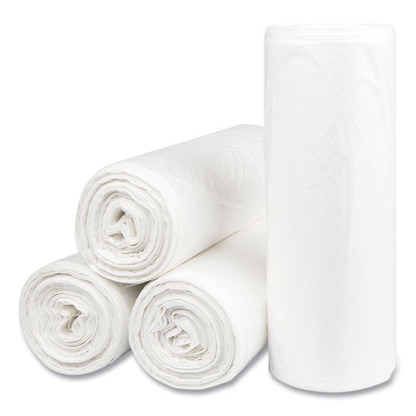 High-Density Commercial Can Liners, 55 gal, 14 mic, 36  x 60 , Clear, Interleaved Roll, 25 Bags/Roll, 8 Rolls/Carton