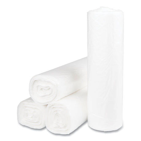 High-Density Commercial Can Liners, 45 gal, 14 mic, 40  x 48 , Clear, Interleaved Roll, 25 Bags/Roll, 10 Rolls/Carton