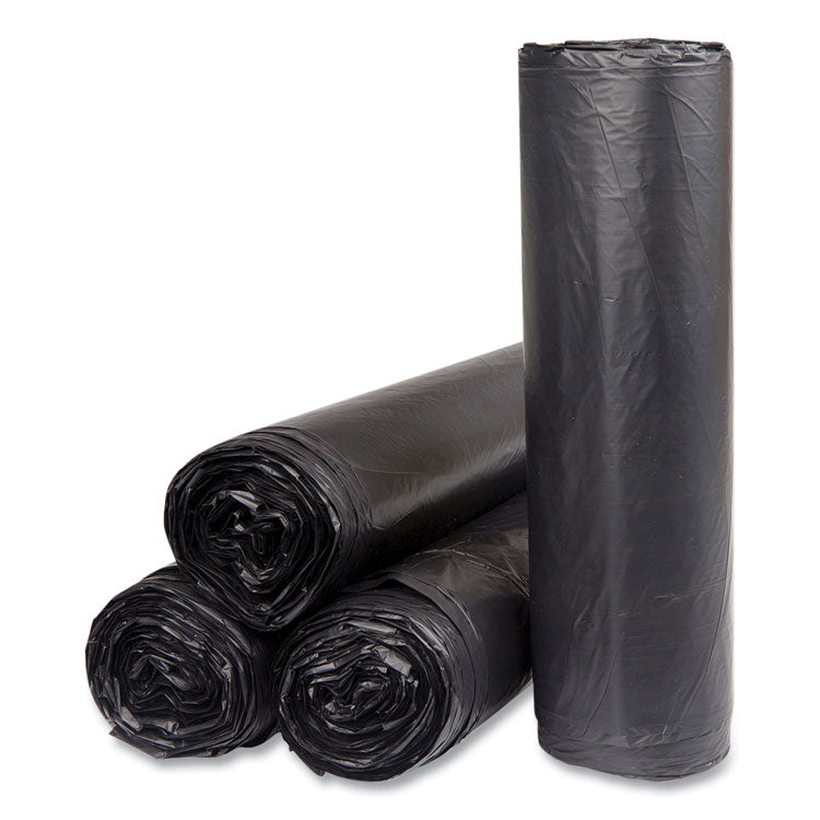 High-Density Commercial Can Liners, 45 gal, 16 mic, 40  x 48 , Black, Interleaved Roll, 25 Bags/Roll, 10 Rolls/Carton