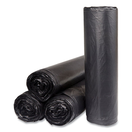 High-Density Commercial Can Liners, 45 gal, 16 mic, 40  x 48 , Black, Interleaved Roll, 25 Bags/Roll, 10 Rolls/Carton