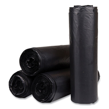 High-Density Commercial Can Liners, 45 gal, 22 mic, 40  x 48 , Black, Interleaved Roll, 25 Bags/Roll, 6 Rolls/Carton