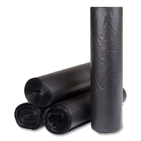 High-Density Commercial Can Liners, 60 gal, 16 mic, 43  x 48 , Black, Interleaved Roll, 25 Bags/Roll, 8 Rolls/Carton