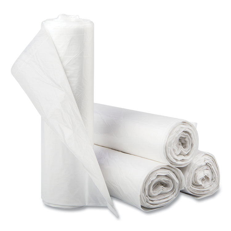 High-Density Commercial Can Liners, 60 gal, 16 mic, 43  x 48 , Natural, Interleaved Roll, 25 Bags/Roll, 8 Rolls/Carton